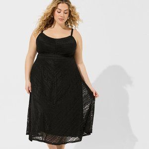 Torrid Midi Lace Skater Dress; Black; 2